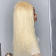 Blonde #613 Silky Straight 5x5 Closure Lace Glueless Mid Part Wig 100% Human Hair - US Only