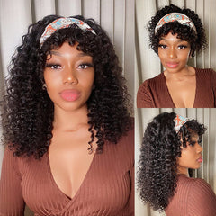 Throw On & Go Deep Wave No Lace Glueless Long Headband Wig 100% Human Hair - US Only